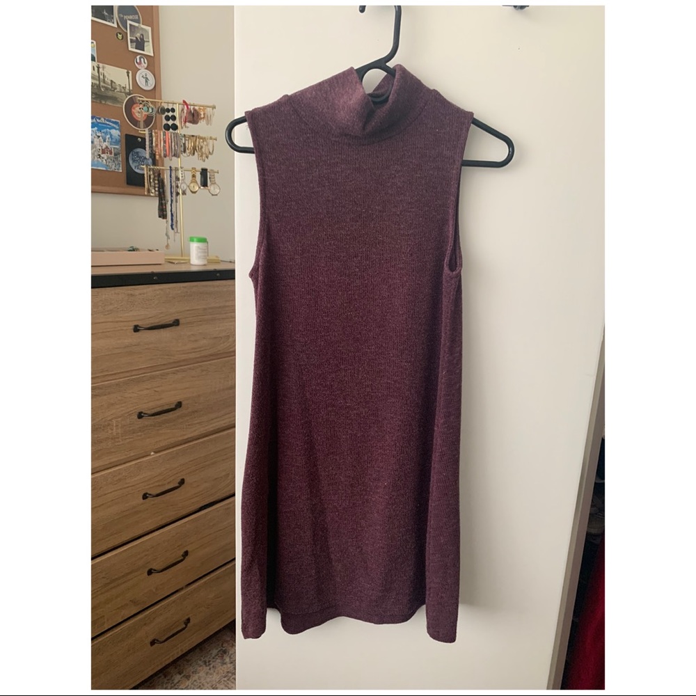 Turtleneck sleeveless sweater dress